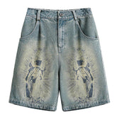 Y2K Vintage Printed Baggy Denim Short